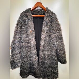 Zara Bouclé Cocoon Coatigan Oversized Open Front Cardigan Jacket M Grey Comfy